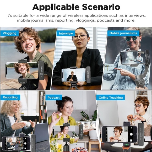 BOYA Wireless Lavalier Microphone iPhone iPad iOS Lapel Clip On Cordless Lav SM2 - Picture 4 of 7
